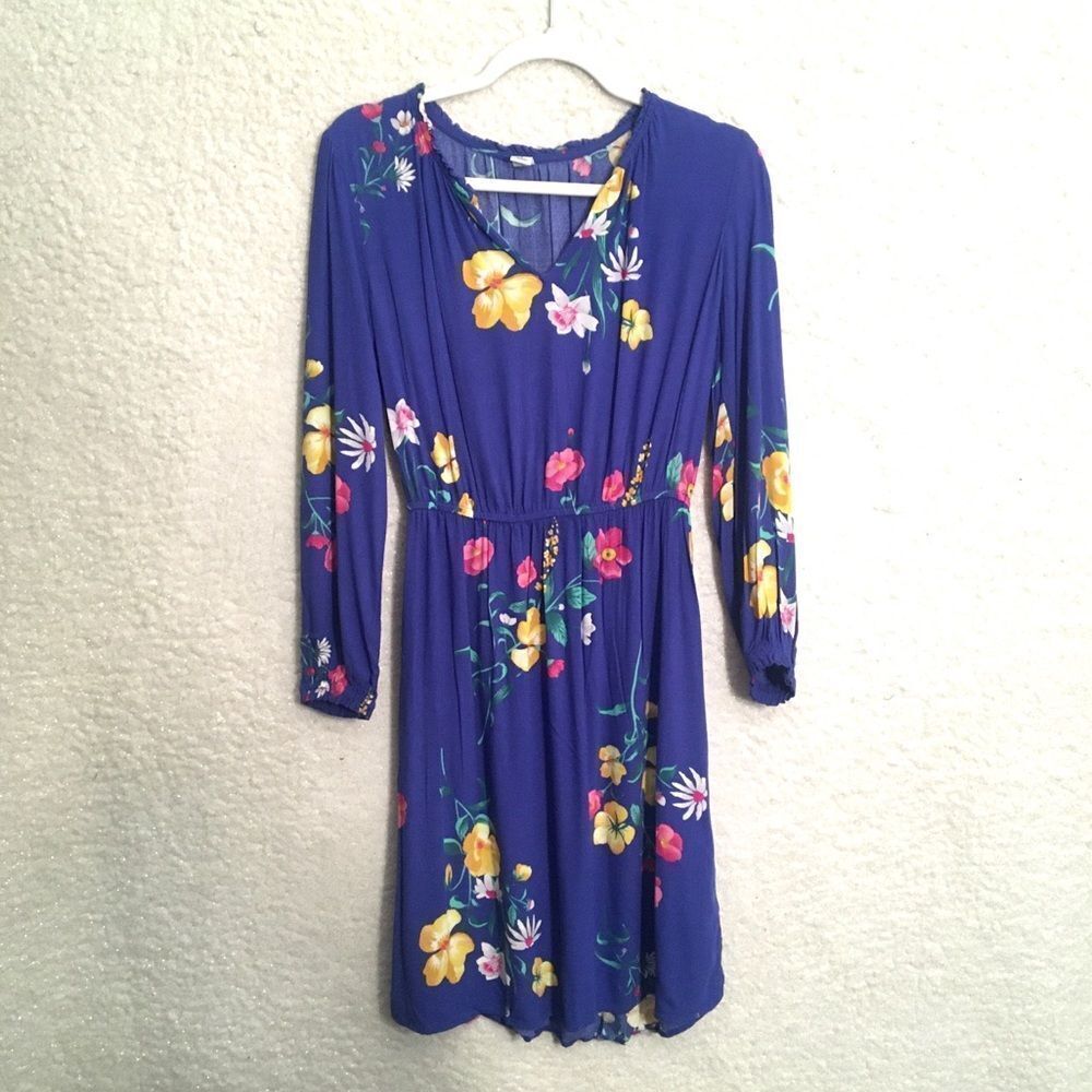 Old Navy Floral Dress Long Sleeve Blue Purple